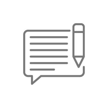 Chat with pen, sms, write message, email line icon. Stock Illustration
