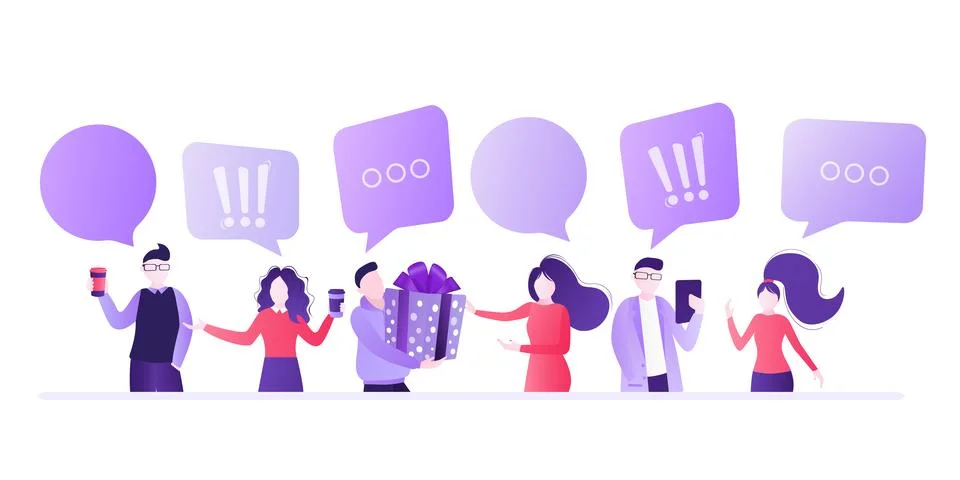 Chat people for concept design. Vector text. Business people teamwork. Social 库存插图