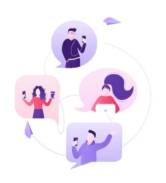 Chat people for concept design. Vector text. Business people teamwork. Social Stock Illustration
