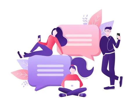 Chat people for concept design. Vector text. Business people teamwork. Social Stock Illustration