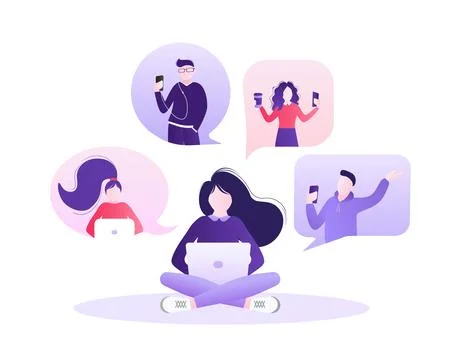 Chat people for concept design. Vector text. Business people teamwork. Social Stock Illustration