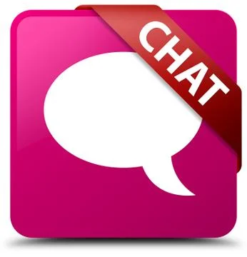 Chat pink square button red ribbon in corner Stock Illustration