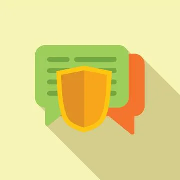 Chat privacy icon flat vector. Data information Illustrazione stock