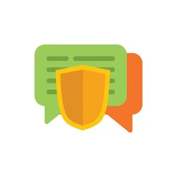 Chat privacy icon flat vector. Data information 스톡 일러스트