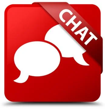Chat red square button red ribbon in corner Stock Illustration