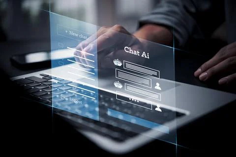 Chat Robot is an artificial intelligence.AI improves conversations and cust.. Stock Photos