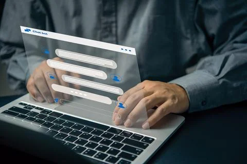 Chat Robot is an artificial intelligence.AI improves conversations and cust.. Stock Photos