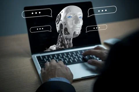 Chat Robot is an artificial intelligence.AI improves conversations and cust.. Stock Photos