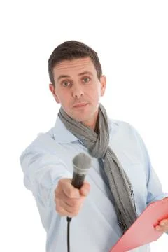 Chat show host waiting for an answer Stock Photos