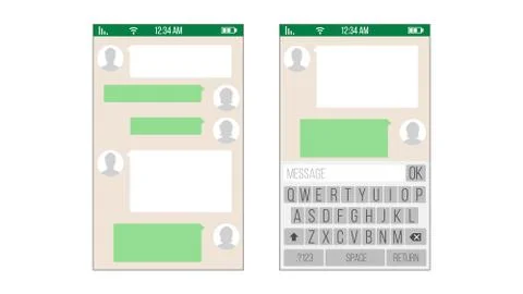 Chat, Sms Application Vector Template. Message Boxes. Modern Mobile Keyboard Stock Illustration