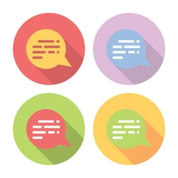 Chat Speech Bubble Flat Icons Set Stock Illustration