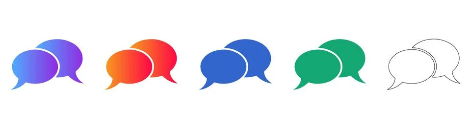 Chat Speech Bubble Icon Set Stock Illustration