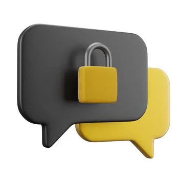 Chat, speech bubbles and closed padlock icon Stock Illustration