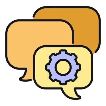 Chat speech bubbles with cog wheel icon イラスト素材