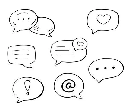 Chat speech bubbles doodle icon communication message social media illustrati Stock Illustration