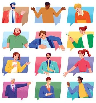 Chat Support Cartoon Avatars 库存插图
