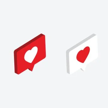 Chat symbol with heart isometric vector ICON Stock Illustration