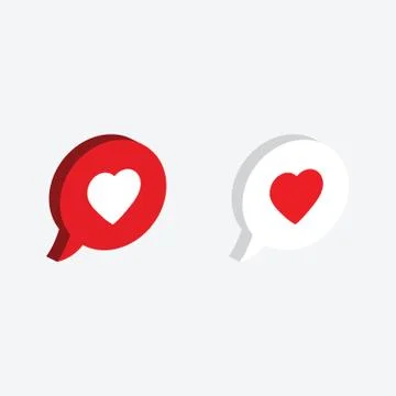 Chat symbol with heart isometric vector ICON Stock Illustration