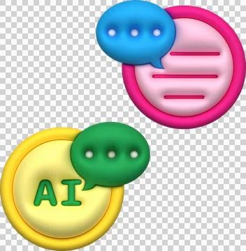 Chat symbol icon talking to AI robot 3D illustration Stock Illustration