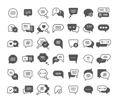 Chat symbols, speech clouds black glyph icons vector set Stock-Illustration