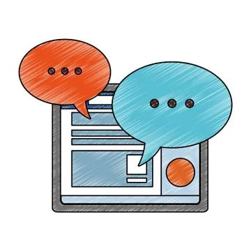 Chat on tablet symbol scribble Stock Illustration