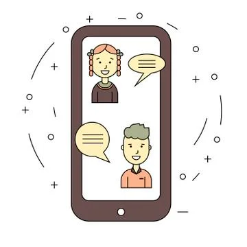 Chat talk concept via internet by smartphone Stock Illustration