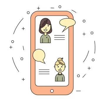Chat talk concept via internet by smartphone Stock Illustration