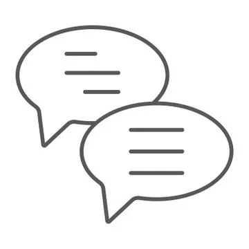 Chat thin line icon, message and communication, speech bubbles sign, vector Stock Illustration