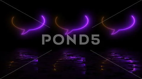 Chat typing bubble message icon 3 animated black bg. Neon typing ...