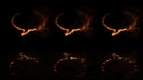 Chat typing bubble message icon 3 animated black bg. Neon typing reflective.. Stock Illustration