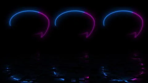 Chat typing bubble message icon 3 animated black bg. Neon typing reflective.. Stock Illustration