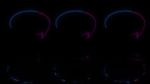 Chat typing bubble message icon 3 animated black bg. Neon typing reflective.. Stock Illustration