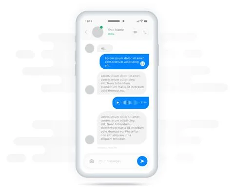 Chat UI Application design concept, Social network messenger communication UX UI Illustrazione stock