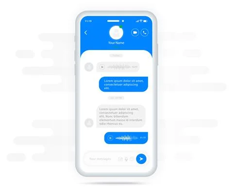 Chat UI Application design concept, Social network messenger communication UX UI Stock Illustration