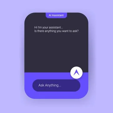 Chat UI Prototype with AI Assistant on Smartphone Mockup 스톡 일러스트
