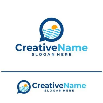 Chat water logo design vector template, Creative chat waves logo concepts i.. Stock Illustration