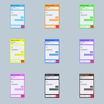 Chat window set of different colors Stock Illustration