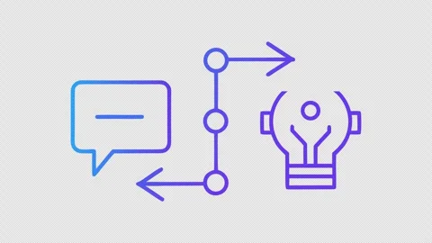 Chat, Workflow Arrows and Lightbulb Line Animation Transparent Background 動画素材 337660466