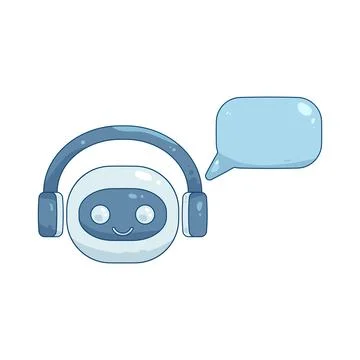 Chatbot agent with headphones and a speech bubble Stock Illustration