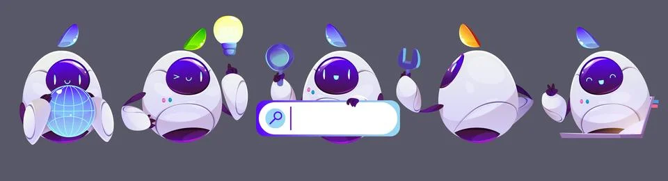 Chatbot AI assistant set Stock Illustration