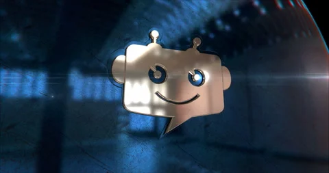 Chatbot ai assistant symbol 3d metal style animation Vidéo 344657988