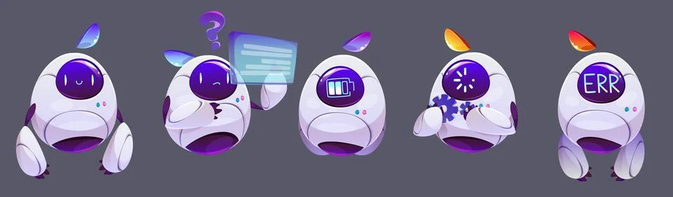 Chatbot AI character set Stock Illustration