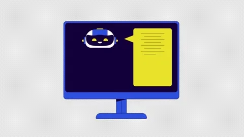Chatbot AI computer display line 2D object animation Stock Footage 271618460