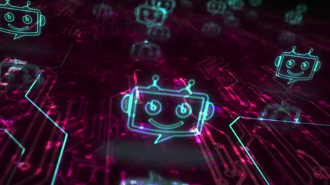 Chatbot ai online assistant support symbols loop cyber concept Vídeos de archivo 260604851