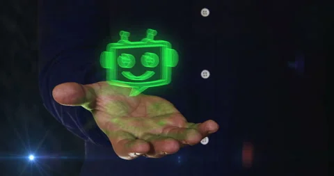 Chatbot ai online assistant support symbol over hand Vidéo 260890609