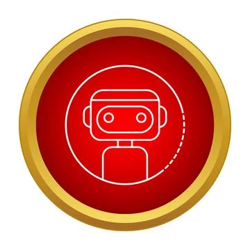 Chatbot ai robot head outline in red circle Stock Illustration