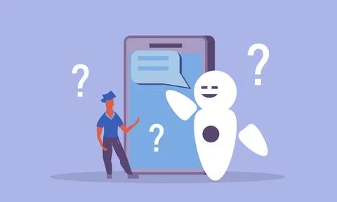 Chatbot ai support and conversation customer with bot. Digital future applica Stock Illustration