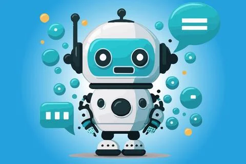Chatbot ai vector, icon, characters, illustrator, white background, robots .. Stock Illustration