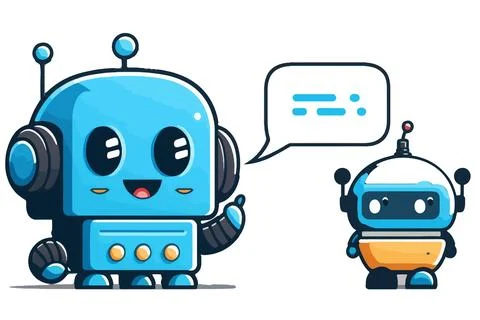 Chatbot ai vector, icon, characters, illustrator, white background, robots .. Stock Illustration