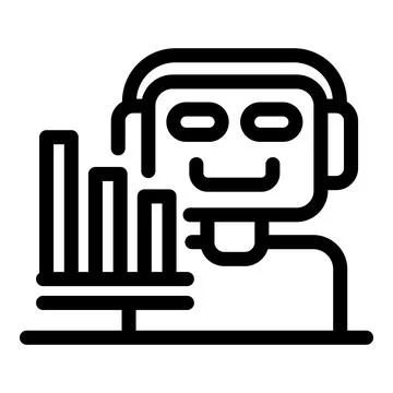 Chatbot analyzing growing bar chart for business strategy Stock Illustration